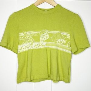 St. John Collection By Marie Gray Sweater P Small Short Sleeve lime green ocean